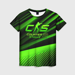 Футболка женская CS2 Counter strike green logo, цвет: 3D-принт