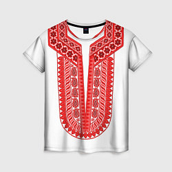 Футболка женская Красная славянская вышиванка, цвет: 3D-принт