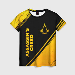 Футболка женская Assassins Creed - gold gradient: надпись, символ, цвет: 3D-принт
