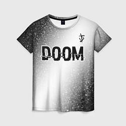 Женская футболка Doom glitch на светлом фоне: символ сверху