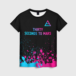 Футболка женская Thirty Seconds to Mars - neon gradient: символ све, цвет: 3D-принт