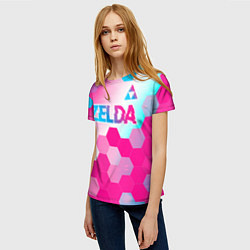 Футболка женская Zelda neon gradient style: символ сверху, цвет: 3D-принт — фото 2