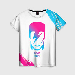 Футболка женская David Bowie neon gradient style, цвет: 3D-принт