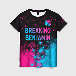 Футболка женская Breaking Benjamin - neon gradient: символ сверху, цвет: 3D-принт
