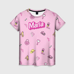 Футболка женская Имя Мария в стиле барби - розовый паттерн аксессуа, цвет: 3D-принт