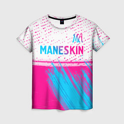 Футболка женская Maneskin neon gradient style: символ сверху, цвет: 3D-принт
