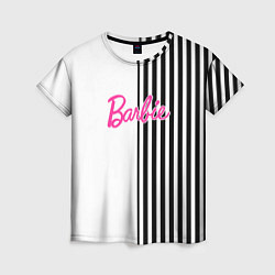Футболка женская Барби - белый и черные полосы, цвет: 3D-принт
