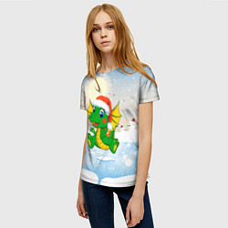 Футболка женская Зимний дракончик, цвет: 3D-принт — фото 2