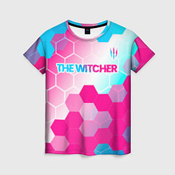 Футболка женская The Witcher neon gradient style: символ сверху, цвет: 3D-принт
