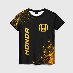 Футболка женская Honda - gold gradient: надпись, символ, цвет: 3D-принт
