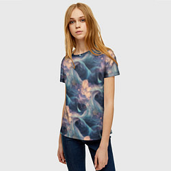 Футболка женская Волнообразная фрактальная абстракция, цвет: 3D-принт — фото 2