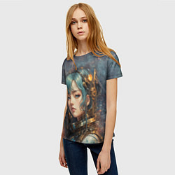 Футболка женская Прекрасная кибернетическая девушка, цвет: 3D-принт — фото 2