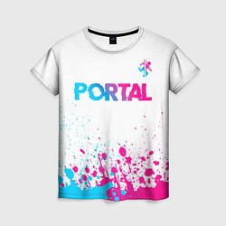Женская футболка Portal neon gradient style посередине