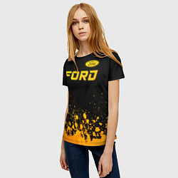 Футболка женская Ford - gold gradient посередине, цвет: 3D-принт — фото 2