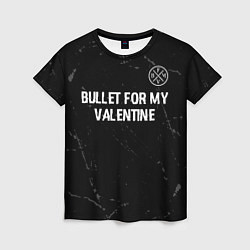 Футболка женская Bullet For My Valentine glitch на темном фоне посе, цвет: 3D-принт