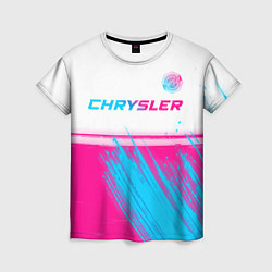 Женская футболка Chrysler neon gradient style посередине
