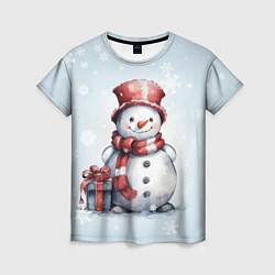 Футболка женская New Years cute snowman, цвет: 3D-принт