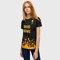 Футболка женская David Bowie - gold gradient посередине, цвет: 3D-принт — фото 2