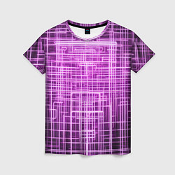 Футболка женская Фиолетовые неоновые полосы киберпанк, цвет: 3D-принт