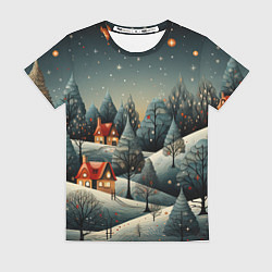 Женская футболка Зимние развлечения на природе