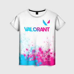 Женская футболка Valorant neon gradient style посередине