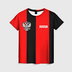Футболка женская Красный и черный - герб РФ, цвет: 3D-принт