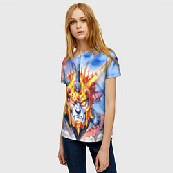 Футболка женская Серьезный оранжевый робот акварель, цвет: 3D-принт — фото 2