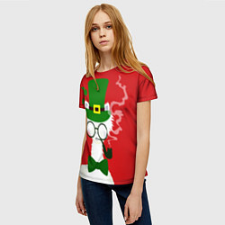 Футболка женская Лама - альпака в день Патрика, цвет: 3D-принт — фото 2