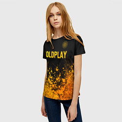 Футболка женская Coldplay - gold gradient посередине, цвет: 3D-принт — фото 2
