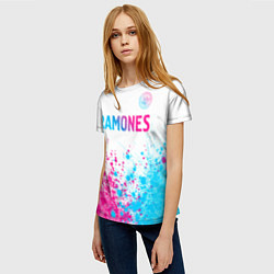 Футболка женская Ramones neon gradient style посередине, цвет: 3D-принт — фото 2