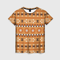 Женская футболка Brown tribal geometric