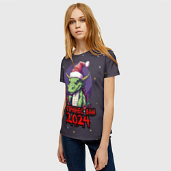 Футболка женская Новогодний дракон принес 2024, цвет: 3D-принт — фото 2