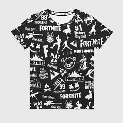 Футболка женская Fortnite alllogo black, цвет: 3D-принт