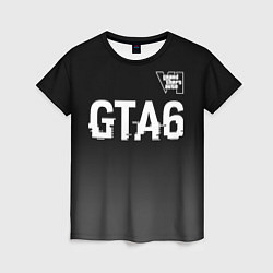 Женская футболка GTA6 glitch на темном фоне посередине