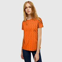 Футболка женская Объёмные пирамиды сочный апельсиновый, цвет: 3D-принт — фото 2