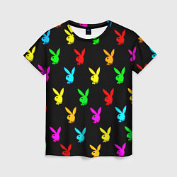 Футболка женская Playboy pattern неон, цвет: 3D-принт