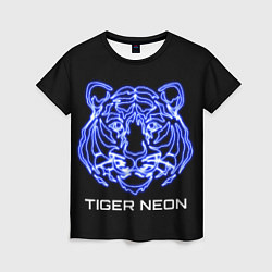 Футболка женская Tiger neon art, цвет: 3D-принт