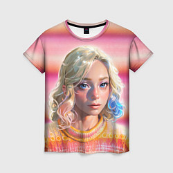 Футболка женская Энид Синклер - арт и текстура розового свитера, цвет: 3D-принт