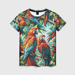 Футболка женская Попугаи Ара - тропики джунгли, цвет: 3D-принт