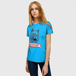 Футболка женская Roblox синий кот, цвет: 3D-принт — фото 2