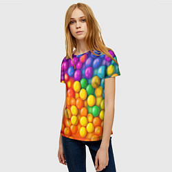 Футболка женская Разноцветные шарики, цвет: 3D-принт — фото 2