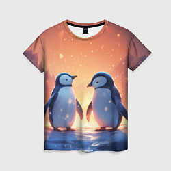Футболка женская Романтичная пара пингвинов, цвет: 3D-принт