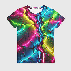 Женская футболка Трещина - неон