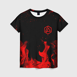 Футболка женская Linkin Park красный огонь лого, цвет: 3D-принт