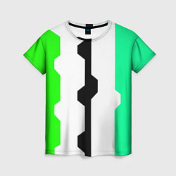 Футболка женская Техно линии зелёный, цвет: 3D-принт