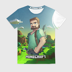 Футболка женская Minecraft персонаж зеленый мир, цвет: 3D-принт