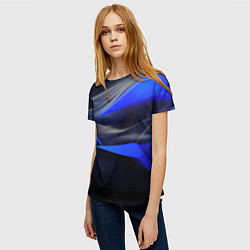 Футболка женская Black and blue abstract background sport style, цвет: 3D-принт — фото 2
