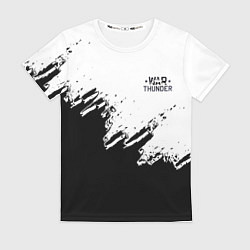 Женская футболка Warthunder чёрно белые краски гейм