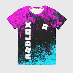 Футболка женская Роблокс - неоновые брызги, цвет: 3D-принт