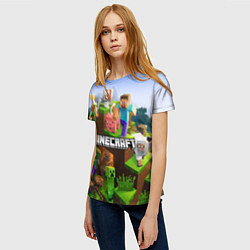Футболка женская Minecraft pixel world, цвет: 3D-принт — фото 2